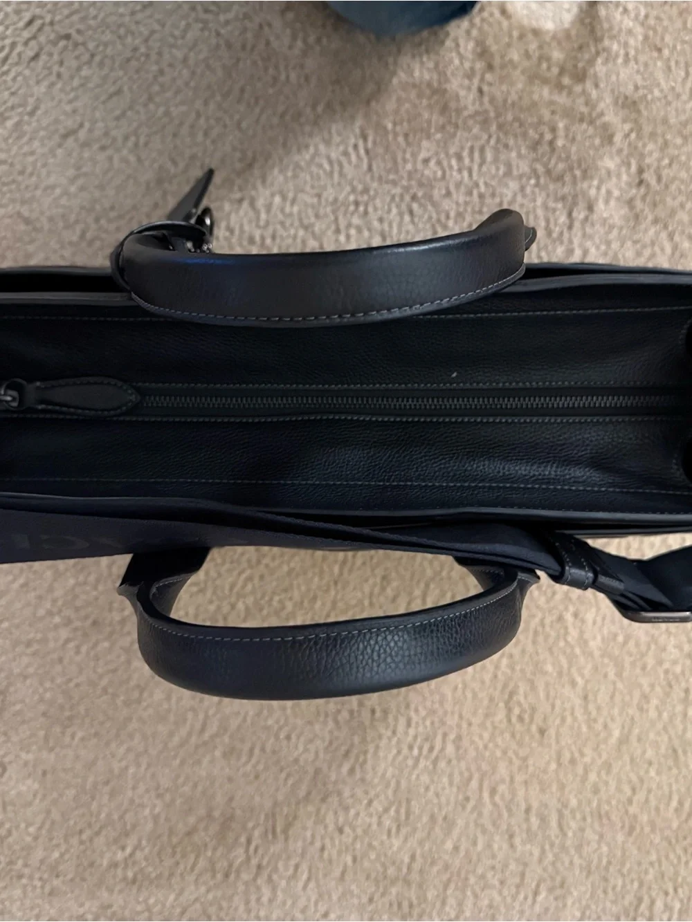 Coach Black Embossed Signature Leather Tote